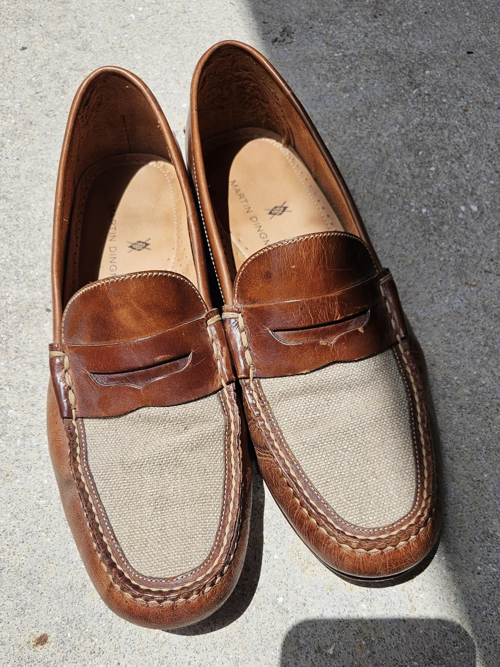 Martin Dingman Mens Shoes 12 M Brown Loafers Saddle Leather Pre-owned
